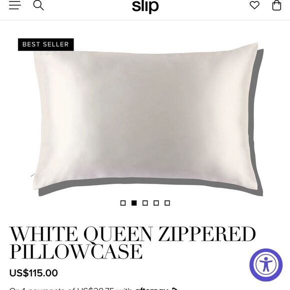 Slip Queen Silk Pillow Cases in Box Queen  Pillow Case with Zipper White - Picture 4 of 7